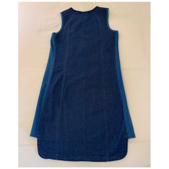 Tory Burch "Pierced Zipper" Denim Shift Dress w/ Pockets | Sz Small | Navy Blue - Picture 3 of 9